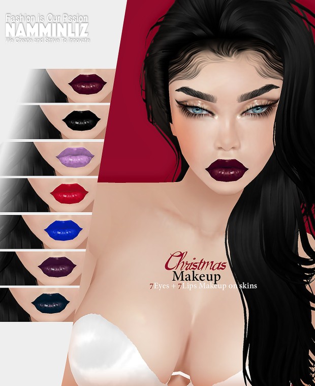 M A K E U P Christmas 7Eyes +7Lips Makeup to add to any imvu Skin