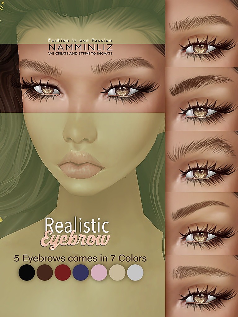 5 Realistic Eyebrow comes in 7 Colors PNG texture NAMM - NAMMINLIZ