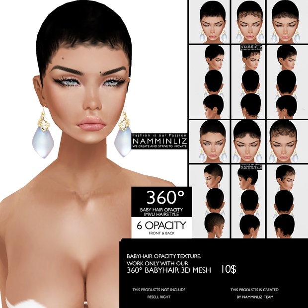 6 BABY HAIR 360° OPACITY imvu Hairstyle