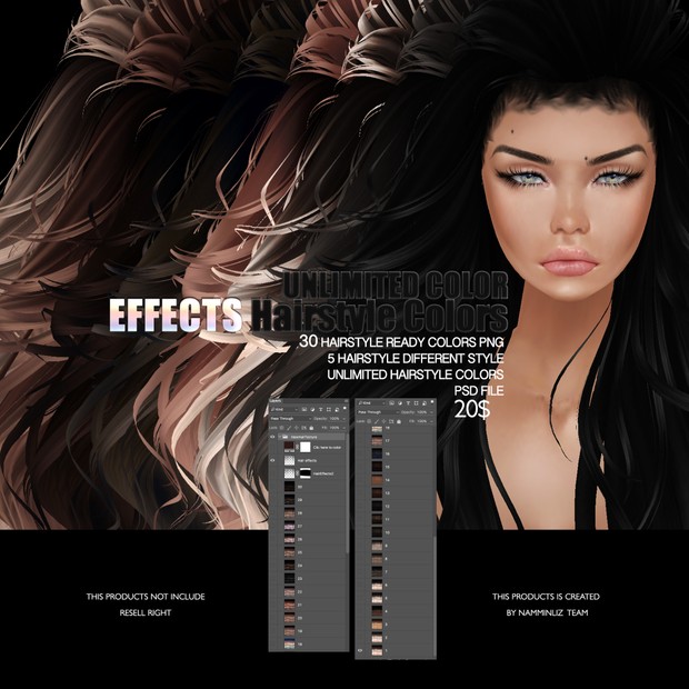 30 EFFECTS HAIRSTYLE TEXTURE imvu • Unlimited colors