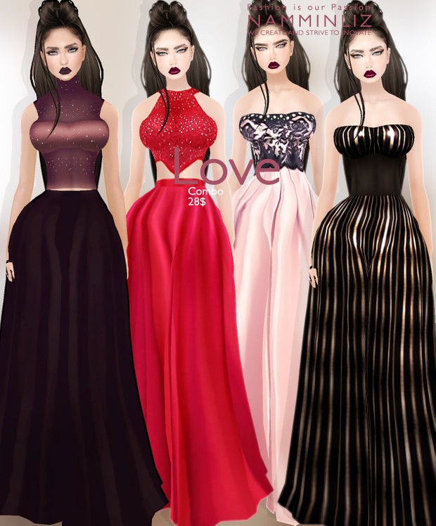 Love Full combo 4 Bibirasta imvu dresses + 4 Earrings