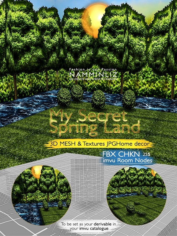 My Secret Spring land 3D Mesh & Textures JPG Home decor FBX CHKN