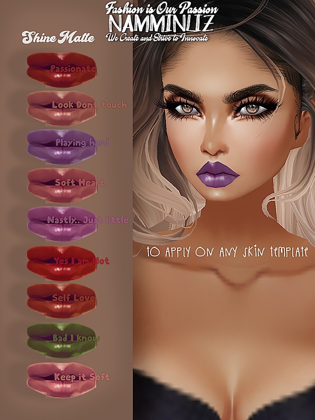 9 Shine Matte Lips PNG to Apply on any IMVU Skin Template
