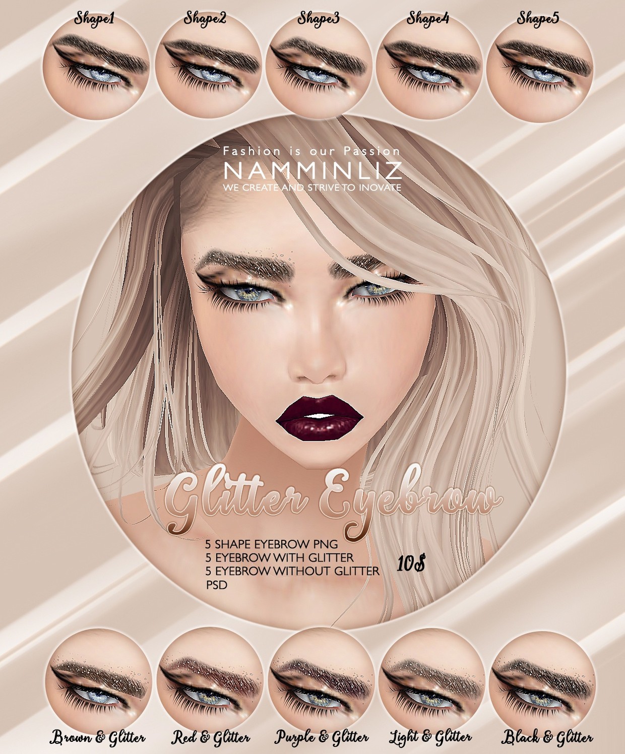 Glitter eyebrow imvu PNG PSD - NAMMINLIZ