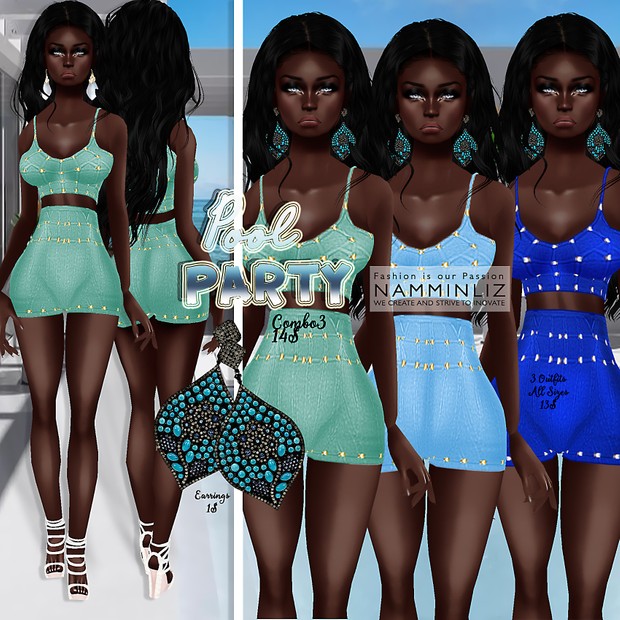 PoolParty combo3 ( 3 Outfits Bibirasta + Earrings )
