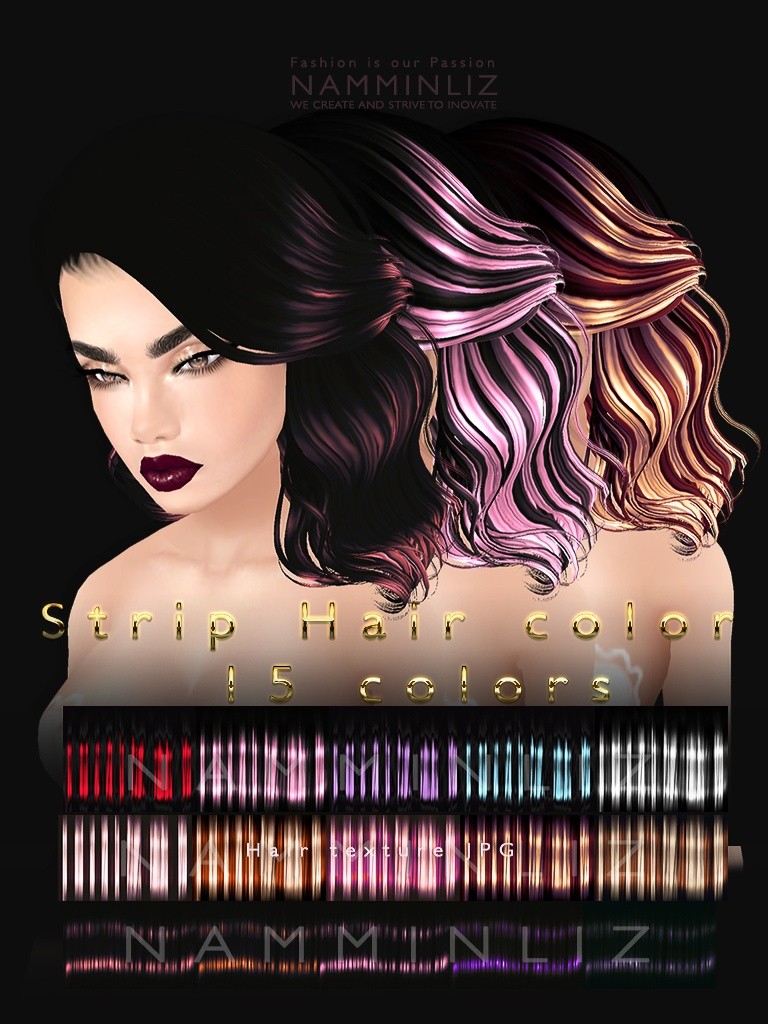 Strip hair color V1, V2, V3 5 colors textures JPG imv - NAMMINLIZ