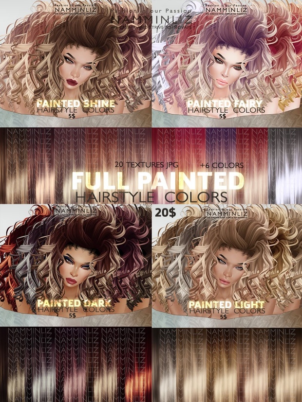 Full Painted Hair colors 26 Textures JPG
