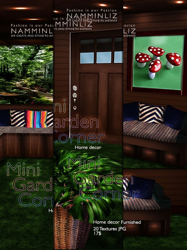 Mini Garden Corner Home decor ( 20 Textures JPG ) Furnished