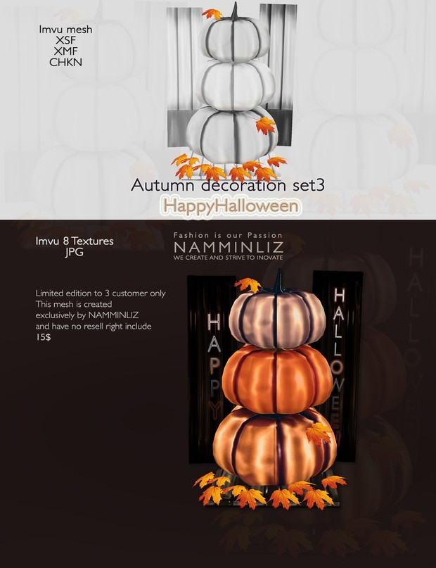 imvu 3D Mesh Autumn decor Set3 ( SXF, XMF, CHKN, JPG, Easy Guide) 0/3