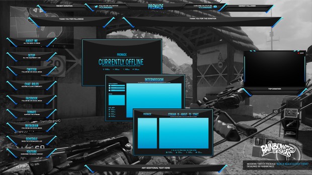 Modern Black & Blue glossy twitch package