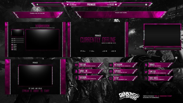 Pink & Diamons Twitch Package