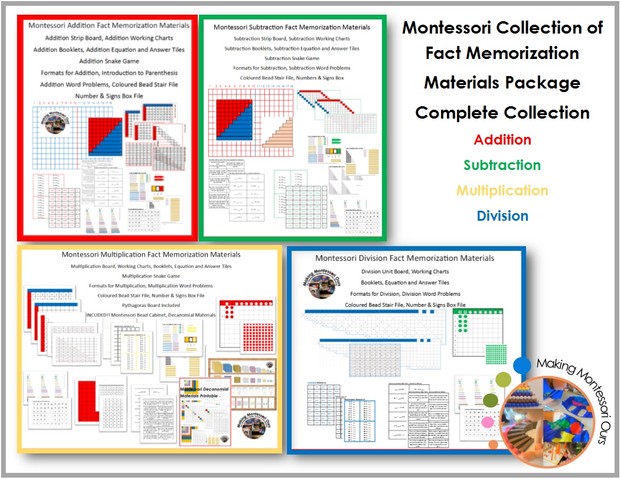 Montessori Fact Memorization Materials Collection