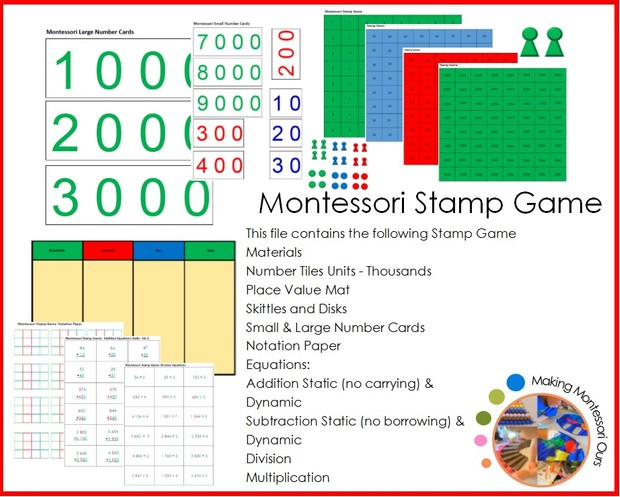 Montessori Stamp Game Materials