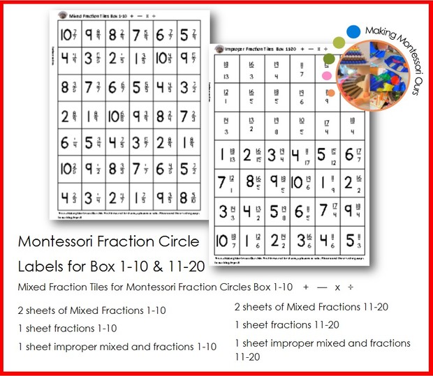 Montessori Fraction Labels