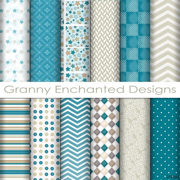 12 Digital Papers – in White, Gray, Teal, and Taupe Digital Backgrounds (219p1)