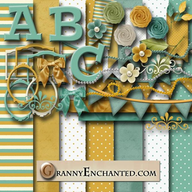 Granny Enchanted's Teal and Gold Kit 43