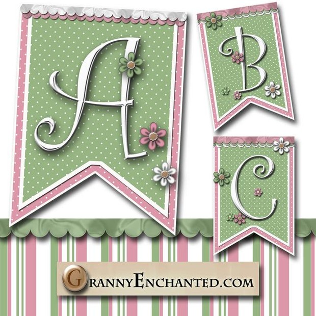 Tea Rose 44 Banner Alphabet from Granny Enchanted