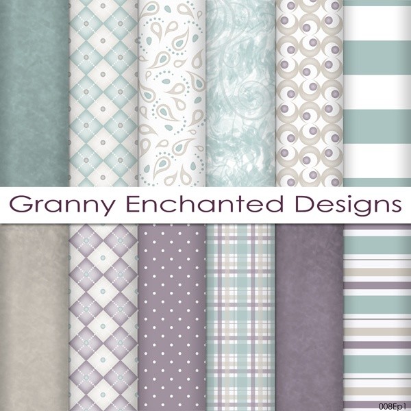 Plum City: 12 Digital Papers– in Teal, Plum, and Taupe Patterns for Scrapbook (008p1)