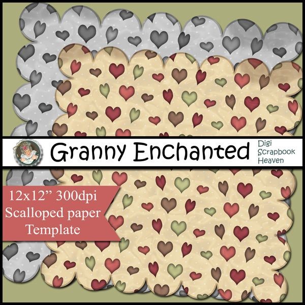 “Berry Brown” Scalloped Heart Paper Template CU/PU/S4H