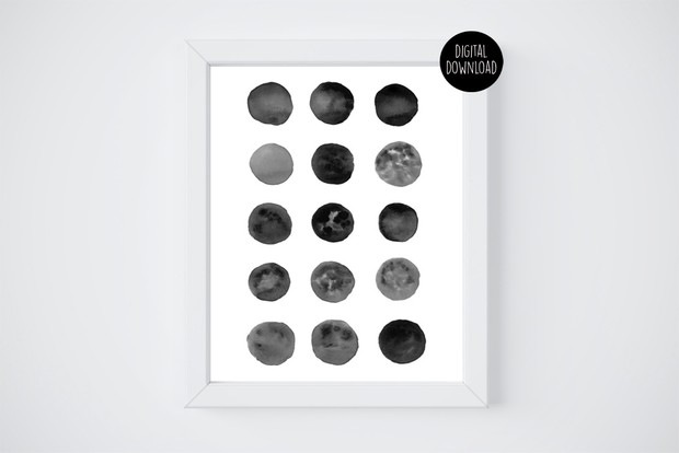 moon watercolor painting // 8x10 // printable digital download