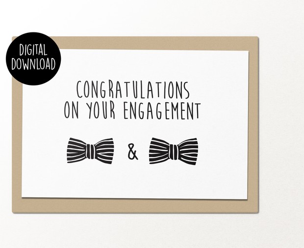 Congratulations on your gay engagement printable greeting card