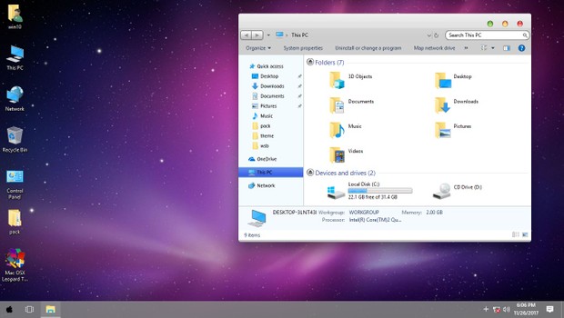 Mac OSX Leopard ThemePack for Win 7/8.1/10RS3