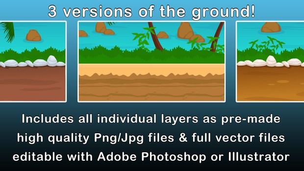2D ISLAND, BEACH - Cartoony Parallax Nature Background