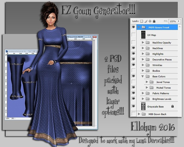 Ellohym - EZ Gown Generator - Fully Layered PSD Files