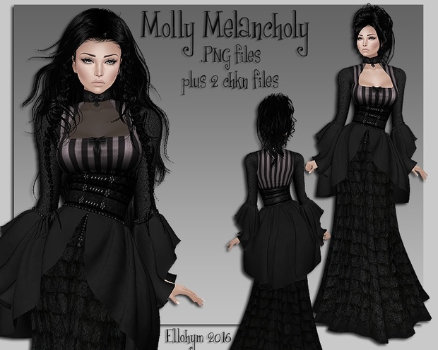 Ellohym - Molly Melancholy Gown - .PNG plus .Chkn Files