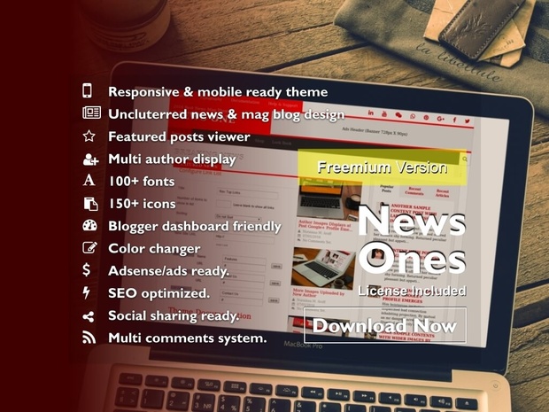 NEWS ONES - Free Blogger News & Magazine Styled Blogspot Blogger Template/Theme