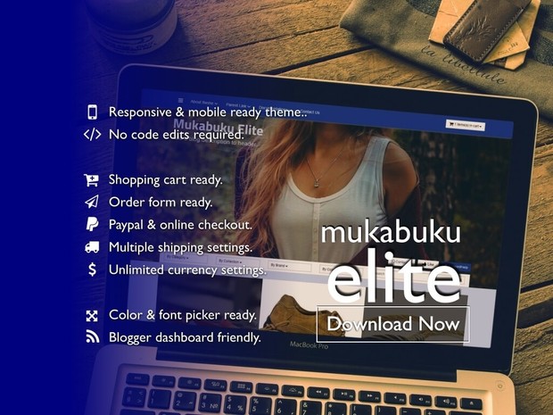 BlogrCart MUKABUKU ELITE (PRO v2.0) - Full Featured Pre-made Shopping Cart Blogger Template