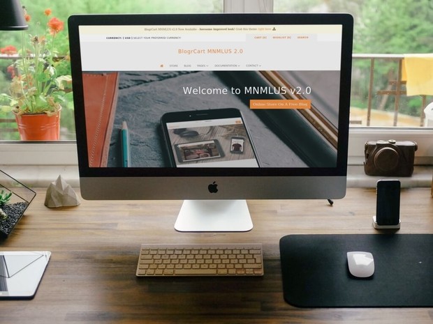 BlogrCart MNMLUS (COMPLIMENTARY v2.0) Premade Blogger Blog & Store Theme/Template with Shopping Cart