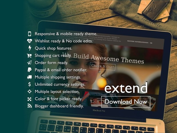 BlogrCart EXTEND (PRO v2.0) Premade Blogger E-commerce Shopping Template with Blog (License Incl.)