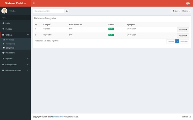 Sistema web de pedidos