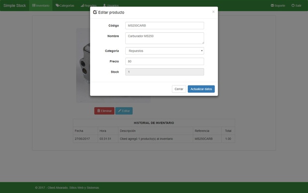 Sistema de Inventario Simple con PHP