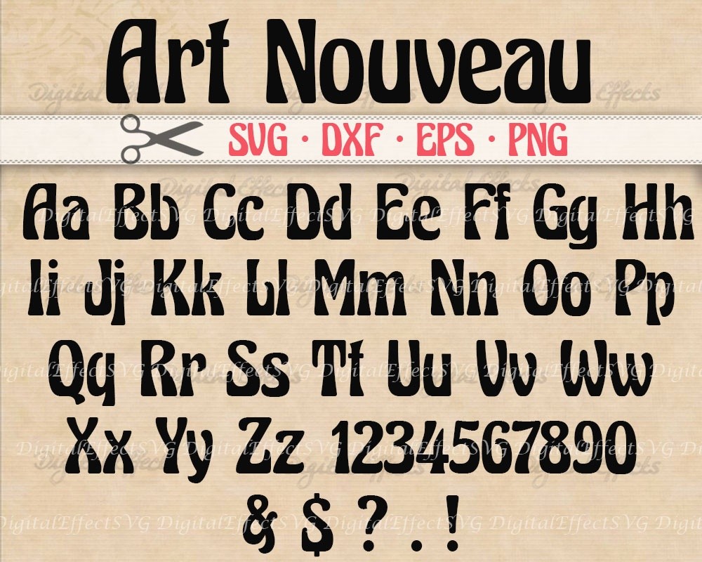 Art Nouveau Font Svg Art Nouveau Font Svg