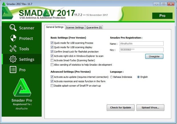 Original Smadav Pro License for Personal Computer, Office and Internet Cafe