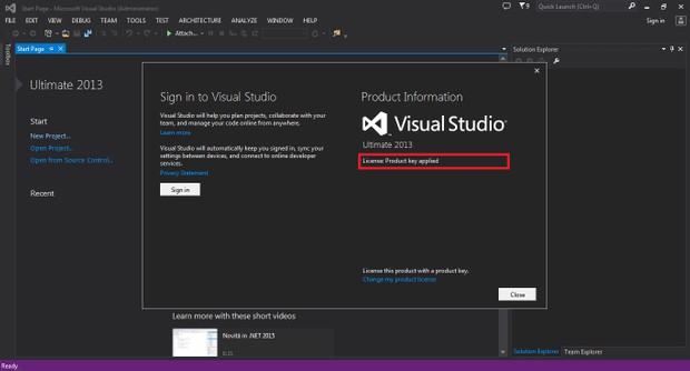 Original License Visual Studio 2013 Ultimate (Office / Work License)