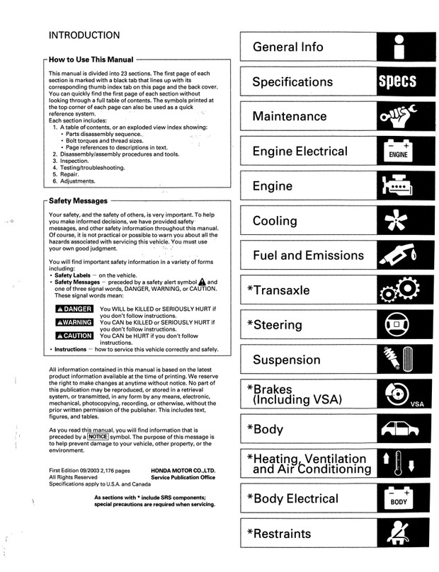 2004 Acura TL OEM Service and Repair Manual