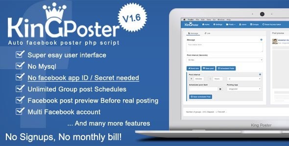 King poster v1.6.1 - Facebook group auto poster script
