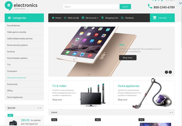 Electronic Store OpenCart Template