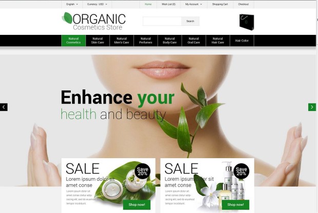Organic Cosmetics Store OpenCart Template