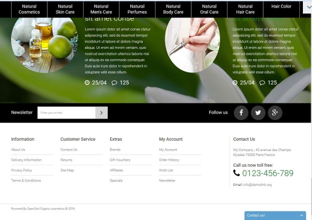 Organic Cosmetics Store OpenCart Template