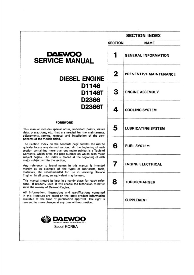 Daewoo service manual