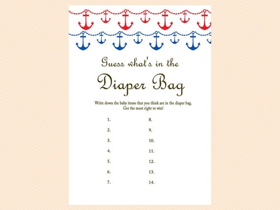 Blue And Red Nautical Baby Shower Games Pack Magical Printable