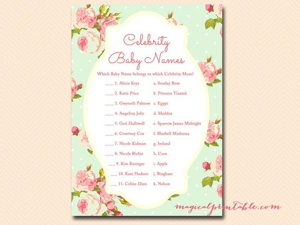 Mint Shabby Chic Baby Shower Games Pack Magical Printable