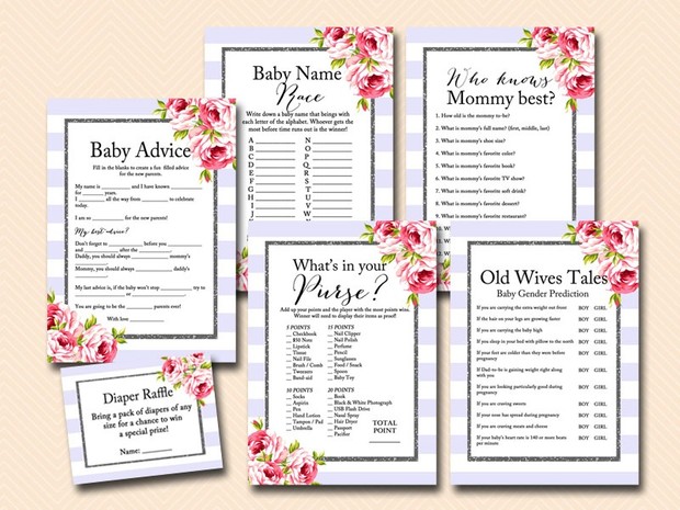 Purple Stripes Floral Lavender Baby Shower Games Pri Magical Purple Stripes Floral Lavender Baby Shower Games Pri Magical