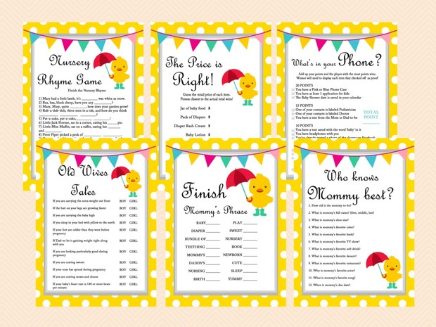 Duck Theme Baby Shower Game Pack Duck Theme Baby Shower Game Pack