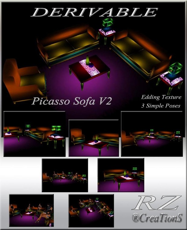 180. Picasso Sofa V 2 With Poses Mesh Furniture