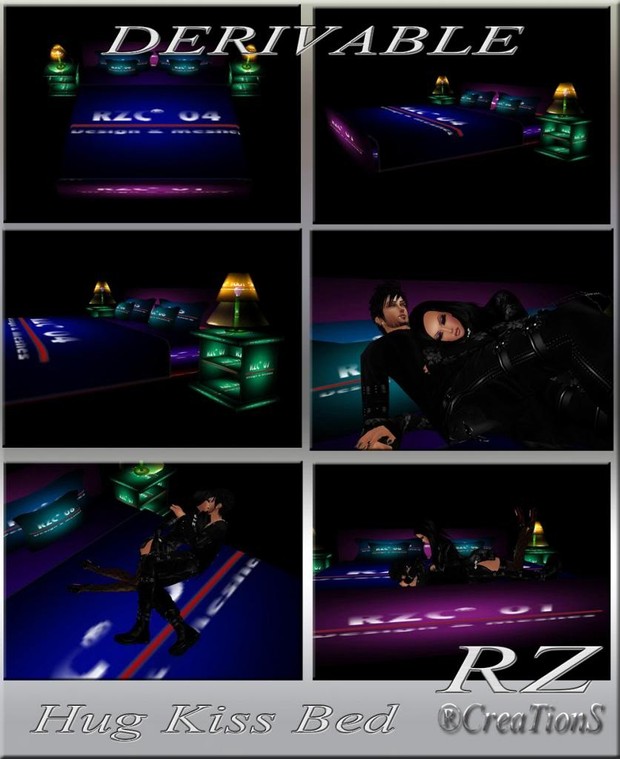 171. Hug Kiss Bed With 2 Couple Poses Meshes Furniture